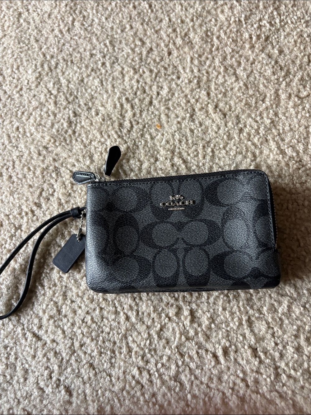 Coach Black Signature Wristlet Card Case